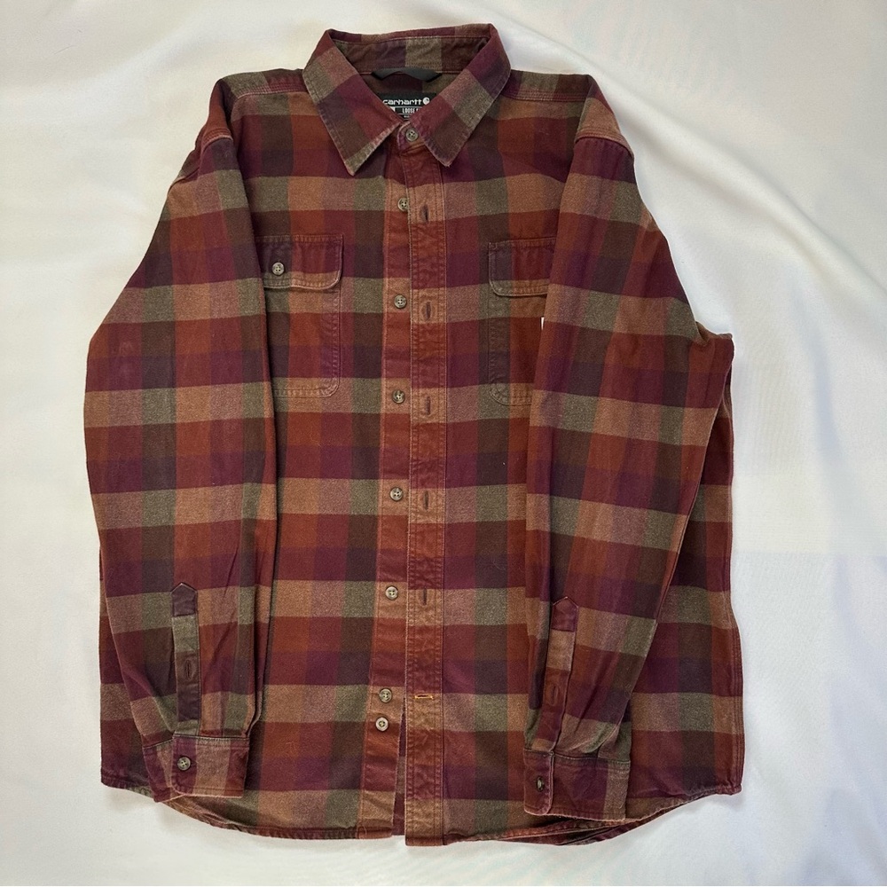 Carhartt Red and Green Casual Button Down Shirt